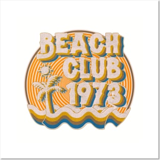 vintage retro beach club 70s 1973 with spirale orange Posters and Art